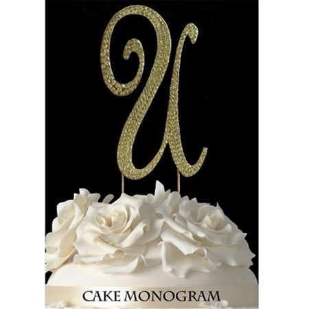 DE YI ENTERPRISE Monogram Cake Toppers Gold Rhinestone U 33015Ug